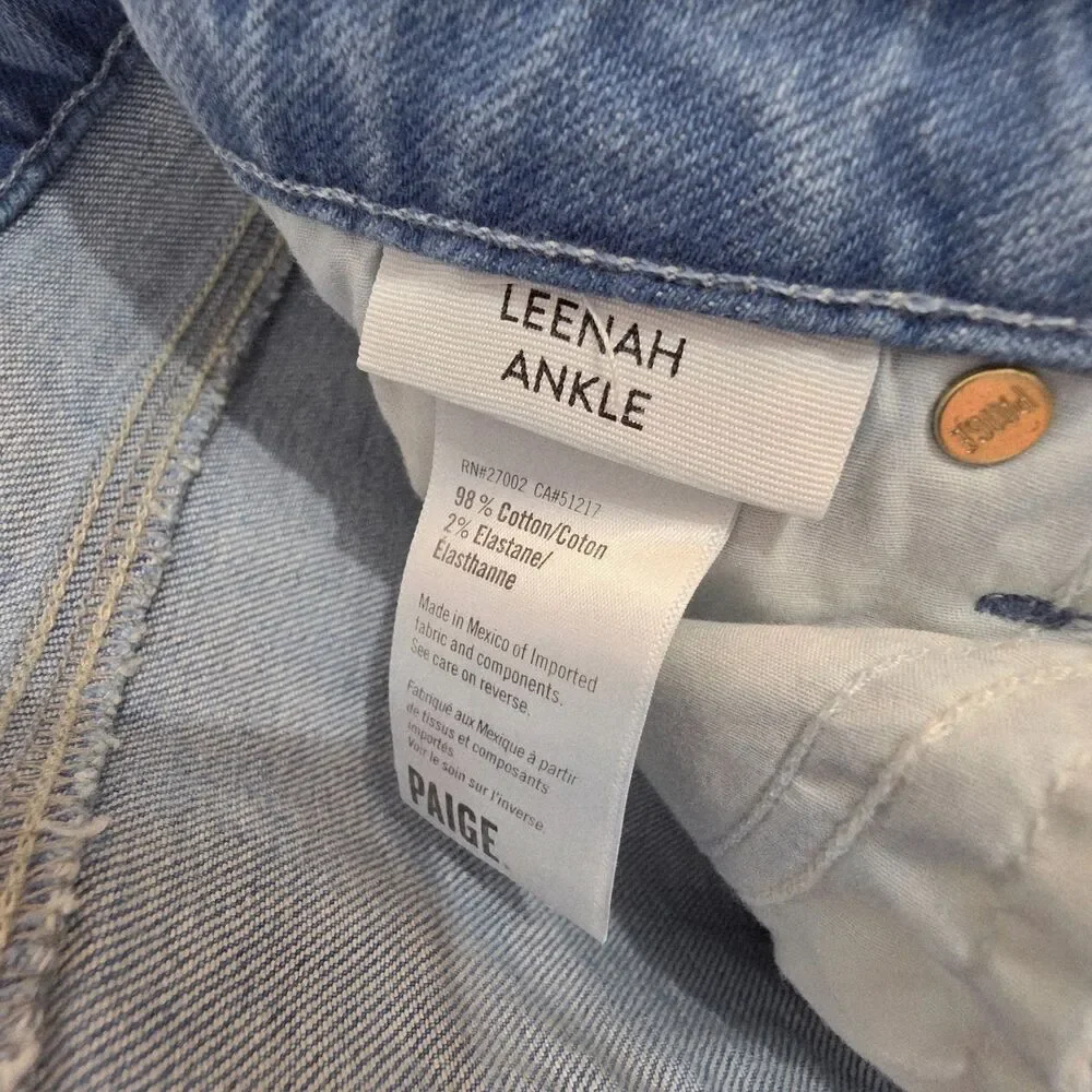 Paige Leenah High Rise Distressed Wide Leg Cotton Stretch Ankle Jean Size 29 - Picture 11 of 11